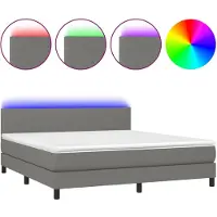 vidaXL Cama con somier y colchón , color gris oscuro, 160x200 cm, tapizada en tela