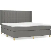 vidaXL Cama con somier y colchón, color gris oscuro, 160x200 cm, tapizada en tela