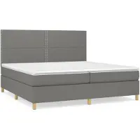 vidaXL Cama con somier y colchón de la marca , color gris oscuro, dimensiones 200x200 cm, tapizada en tela