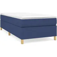 vidaXL Cama con somier y colchón azul, 100x200 cm, tapizada en tela