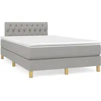 vidaXL Cama con somier y colchón de la marca , color gris claro, dimensiones 120x200 cm, tapizada en tela