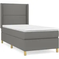 vidaXL Cama con somier y colchón de la marca , color gris oscuro, dimensiones 90x200 cm, tapizada en tela