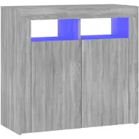 vidaXL Mueble aparador con iluminación LED, color gris Sonoma, 80x35x75 cm