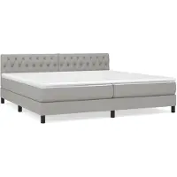 vidaXL Cama con somier y colchón de la marca , color gris claro, dimensiones 200x200 cm, tapizada en tela