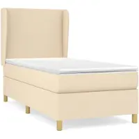 vidaXL Cama con somier y colchón de color crema, 100x200 cm, tapizada en tela