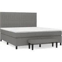 vidaXL Cama con somier y colchón, color gris oscuro, 160x200 cm, tapizada en tela