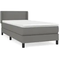 vidaXL Cama con somier y colchón, color gris oscuro, 100x200 cm, tapizada en tela