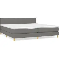 vidaXL Cama con somier y colchón de la marca , color gris oscuro, dimensiones 200x200 cm, tapizada en tela