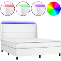 vidaXL Cama con somier y colchón, con iluminación LED blanca, 180x200 cm, tapizada en cuero sintético