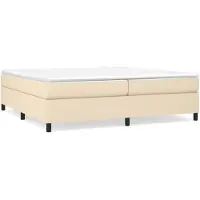 vidaXL Cama con somier y colchón de color crema, 200x200 cm, tapizada en tela