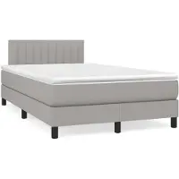 vidaXL Cama con somier y colchón de la marca , color gris claro, dimensiones 120x200 cm, tapizada en tela