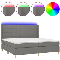 vidaXL Cama con somier y colchón , color gris oscuro, 200x200 cm, tapizada en tela