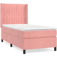 vidaXL Cama con somier y colchón rosa de , 80x200 cm, tapizada en terciopelo