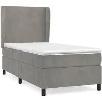 vidaXL Cama con somier y colchón de la marca , color gris claro, dimensiones 100x200 cm, tapizada en terciopelo