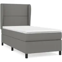 vidaXL Cama con somier y colchón, color gris oscuro, 100x200 cm, tapizada en tela