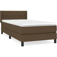 vidaXL Cama con somier y colchón de la marca , color marrón oscuro, dimensiones 90x200 cm, tapizada en tela
