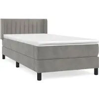vidaXL Cama con somier y colchón de la marca , color gris claro, dimensiones 100x200 cm, tapizada en terciopelo