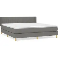 vidaXL Cama con somier y colchón, color gris oscuro, 160x200 cm, tapizada en tela