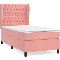 vidaXL Cama con somier y colchón rosa de , 80x200 cm, tapizada en terciopelo