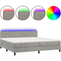 vidaXL Cama con somier y colchón , color gris claro, 200x200 cm, tapizada en terciopelo