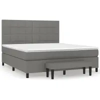 vidaXL Cama con somier y colchón, color gris oscuro, 160x200 cm, tapizada en tela