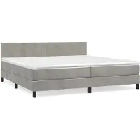 vidaXL Cama con somier y colchón de la marca , color gris claro, dimensiones 200x200 cm, tapizada en terciopelo