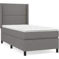 vidaXL Cama con somier y colchón, color gris oscuro, 100x200 cm, tapizada en tela