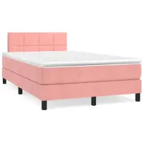 vidaXL Cama con somier y colchón rosa , 120x200 cm, tapizada en terciopelo