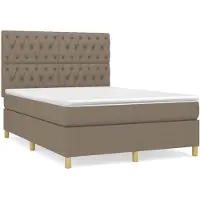 vidaXL Cama con somier y colchón , color taupe, 140x200 cm, tapizada en tela
