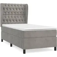 vidaXL Cama con somier y colchón de la marca , color gris claro, dimensiones 90x200 cm, tapizada en terciopelo