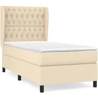 vidaXL Cama con somier y colchón de color crema, 100x200 cm, tapizada en tela