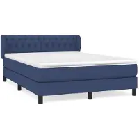 vidaXL Cama con somier y colchón azul , 140x190 cm, tapizada en tela