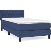 vidaXL Cama con somier y colchón azul , 90x200 cm, tapizada en tela