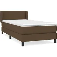 vidaXL Cama con somier y colchón de la marca , color marrón oscuro, dimensiones 90x200 cm, tapizada en tela