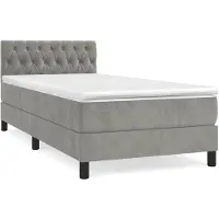 vidaXL Cama con somier y colchón de la marca , color gris claro, dimensiones 100x200 cm, tapizada en terciopelo