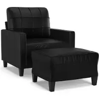 vidaXL Sillón con reposapiés de la marca , color , 60 cm, tapizado en cuero sintético