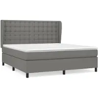 vidaXL Cama con somier y colchón, color gris oscuro, 160x200 cm, tapizada en tela