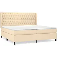 vidaXL Cama con somier y colchón de color crema, 200x200 cm, tapizada en tela