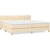 vidaXL Cama con somier y colchón de color crema, 200x200 cm, tapizada en tela