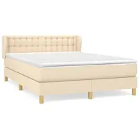 vidaXL Cama con somier y colchón de color crema, 140x190 cm, tapizada en tela