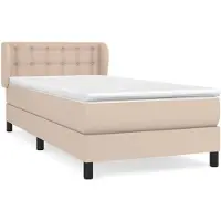 vidaXL : Base de cama con somier y colchón, color marrón cappuccino, 100x200 cm, tapizado en cuero sintético