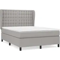 vidaXL Cama con somier y colchón de la marca , color gris claro, dimensiones 140x200 cm, tapizada en tela
