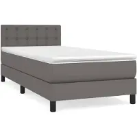 vidaXL Cama con somier y colchón de la marca , color gris, dimensiones 100x200 cm, tapizada en cuero sintético