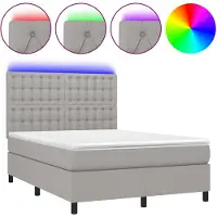 vidaXL Cama con somier y colchón , color gris claro, 140x200 cm, tapizada en tela