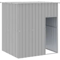 vidaXL Caseta para perros con techo, color gris claro, 165x153x181 cm, acero galvanizado