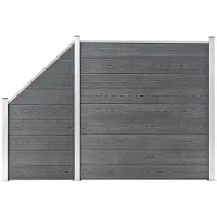 vidaXL Juego de vallas de WPC, 1 panel recto + 1 panel inclinado, 273x186 cm, color gris
