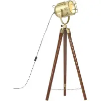 vidaXL Lámpara de pie de madera maciza de mango, diseño de tres patas, 97 cm (vidaXL)