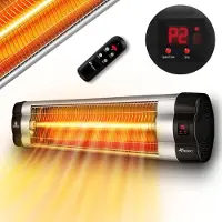 Tresko Calefactor por Infrarrojos para Terraza | 2500W + Control Remoto | Estufa Radiante de Pared 3 Temperaturas | Radiador Eléctrico para Exterior e Interior | Calentador de Cuarzo con Pantalla LED