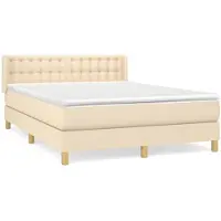 vidaXL Cama con somier y colchón de color crema, 140x190 cm, tapizada en tela