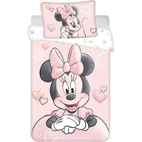 Javoli Juego de sábanas para bebé de Minnie Mouse de Disney, color rosa pastel, 100 x 135 cm